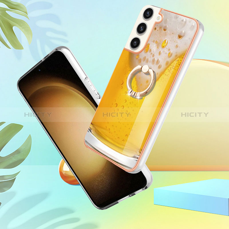 Handyhülle Silikon Hülle Gummi Schutzhülle Flexible Modisch Muster mit Fingerring Ständer YB2 für Samsung Galaxy S22 5G