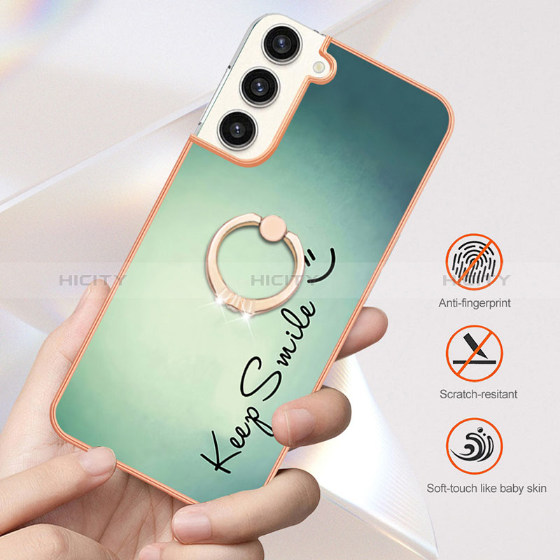 Handyhülle Silikon Hülle Gummi Schutzhülle Flexible Modisch Muster mit Fingerring Ständer YB2 für Samsung Galaxy S23 5G