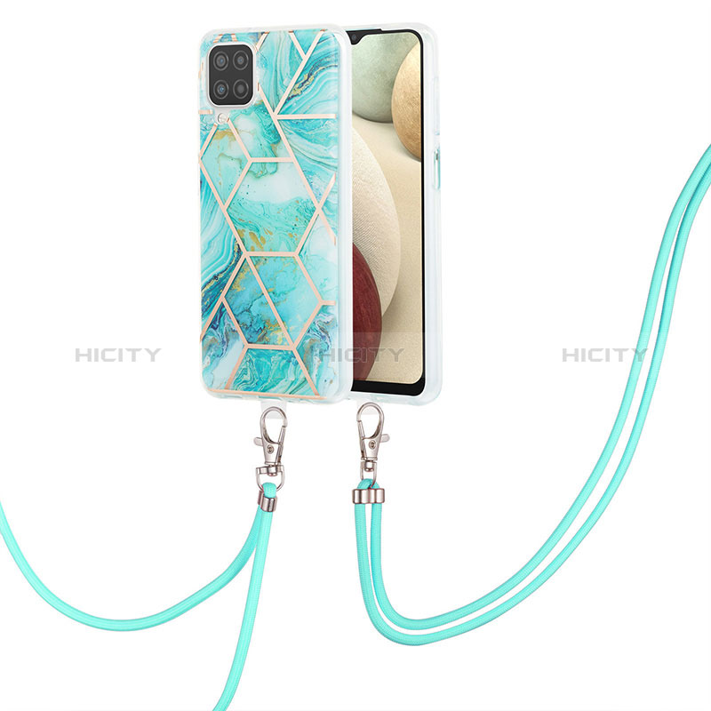 Handyhülle Silikon Hülle Gummi Schutzhülle Flexible Modisch Muster mit Schlüsselband Lanyard Y01B für Samsung Galaxy M12