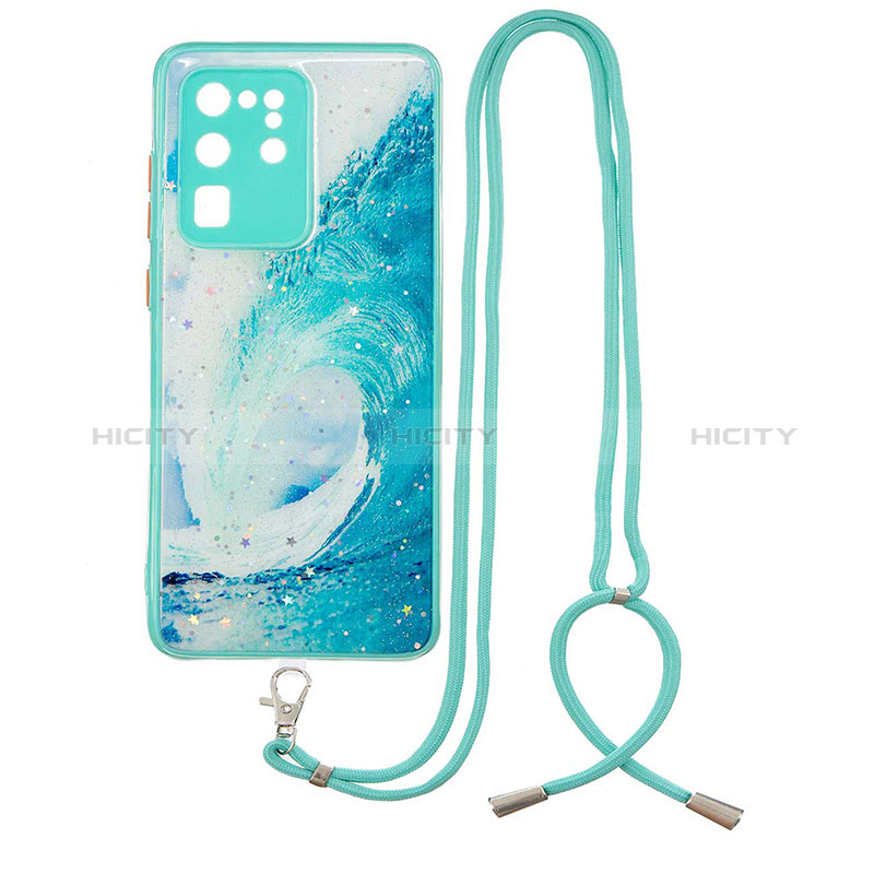 Handyhülle Silikon Hülle Gummi Schutzhülle Flexible Modisch Muster mit Schlüsselband Lanyard Y01X für Samsung Galaxy S20 Ultra 5G groß