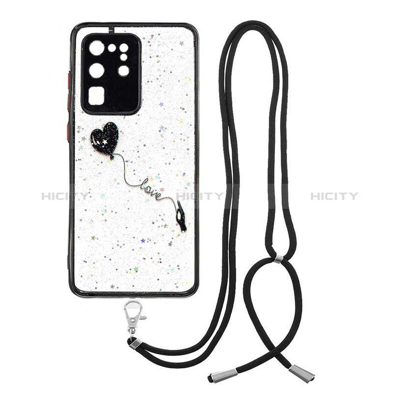 Handyhülle Silikon Hülle Gummi Schutzhülle Flexible Modisch Muster mit Schlüsselband Lanyard Y01X für Samsung Galaxy S20 Ultra 5G groß