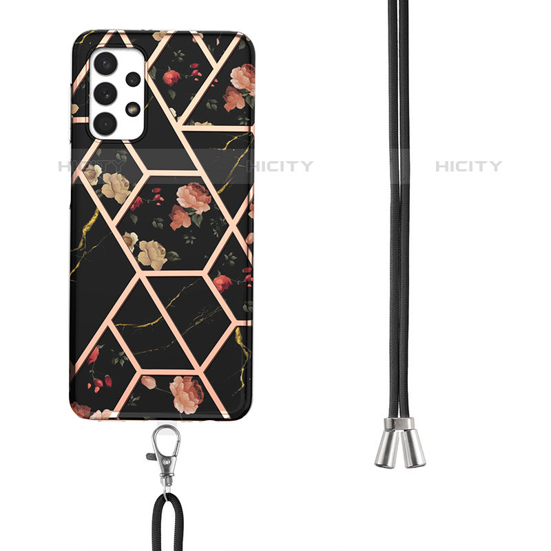 Handyhülle Silikon Hülle Gummi Schutzhülle Flexible Modisch Muster mit Schlüsselband Lanyard Y02B für Samsung Galaxy M32 5G