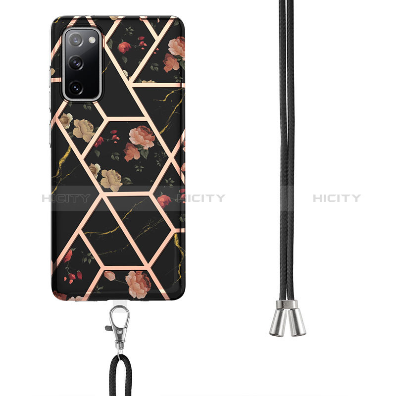 Handyhülle Silikon Hülle Gummi Schutzhülle Flexible Modisch Muster mit Schlüsselband Lanyard Y02B für Samsung Galaxy S20 FE 5G