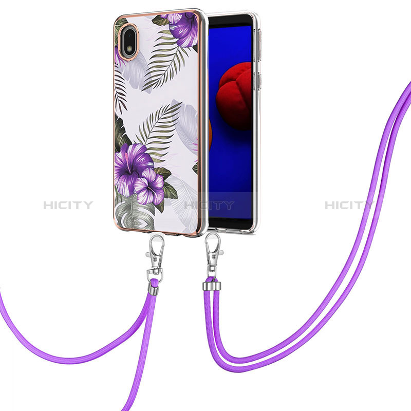 Handyhülle Silikon Hülle Gummi Schutzhülle Flexible Modisch Muster mit Schlüsselband Lanyard Y03B für Samsung Galaxy M01 Core
