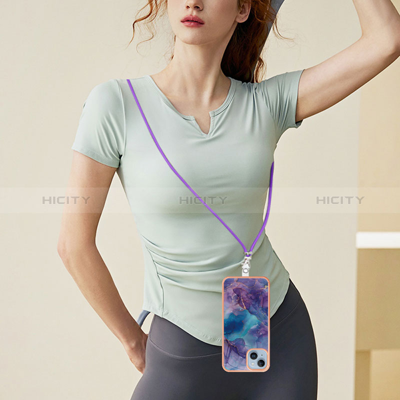 Handyhülle Silikon Hülle Gummi Schutzhülle Flexible Modisch Muster mit Schlüsselband Lanyard Y07B für Apple iPhone 13