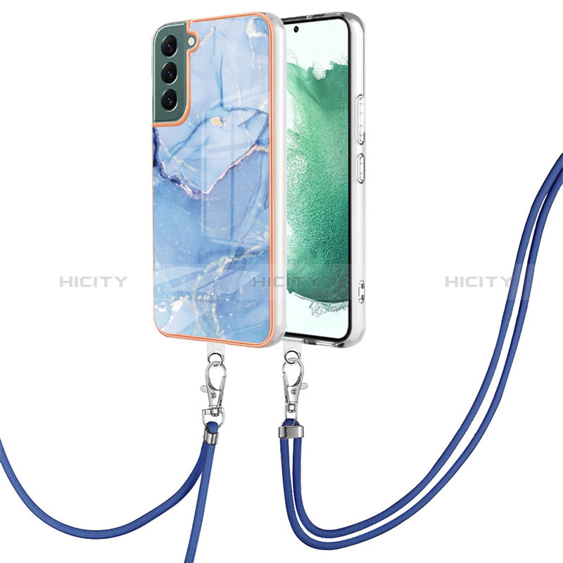 Handyhülle Silikon Hülle Gummi Schutzhülle Flexible Modisch Muster mit Schlüsselband Lanyard YB7 für Samsung Galaxy S22 Plus 5G groß