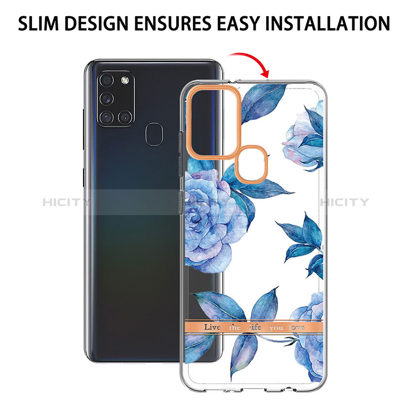 Handyhülle Silikon Hülle Gummi Schutzhülle Flexible Modisch Muster Y06B für Samsung Galaxy A21s groß