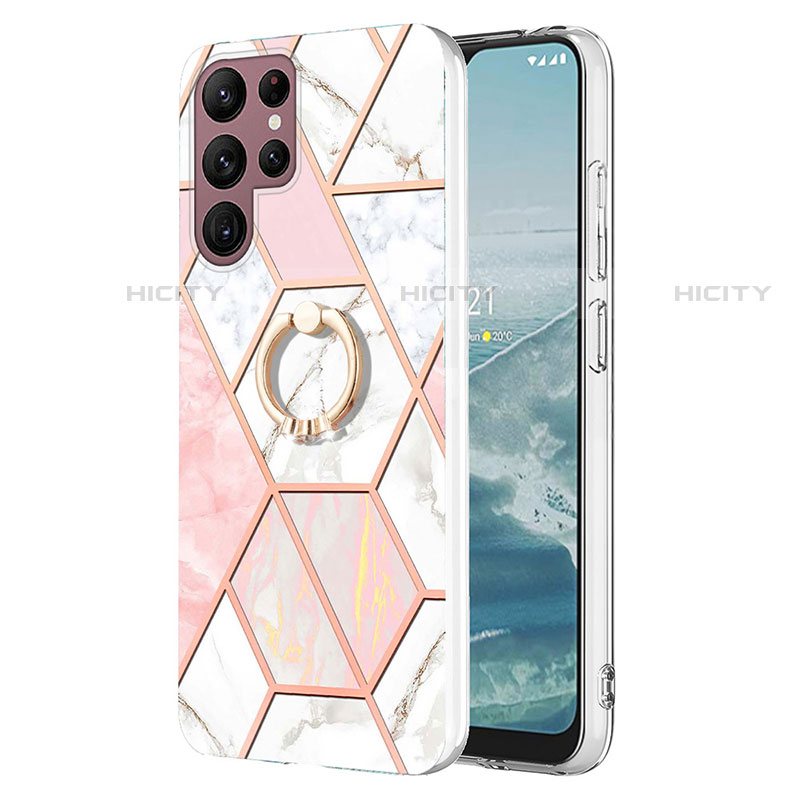 Handyhülle Silikon Hülle Gummi Schutzhülle Flexible Modisch Muster Y13B für Samsung Galaxy S21 Ultra 5G Rosa
