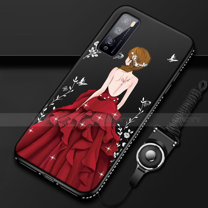 Handyhülle Silikon Hülle Gummi Schutzhülle Flexible Motiv Kleid Mädchen für Huawei Enjoy 20 Pro 5G