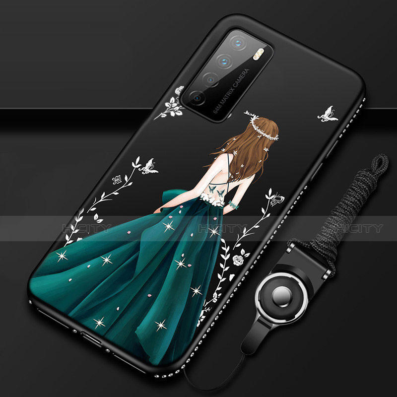 Handyhülle Silikon Hülle Gummi Schutzhülle Flexible Motiv Kleid Mädchen für Huawei Honor Play4 5G
