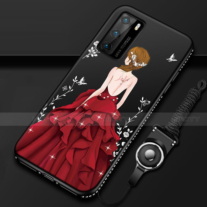 Handyhülle Silikon Hülle Gummi Schutzhülle Flexible Motiv Kleid Mädchen für Huawei P40 groß