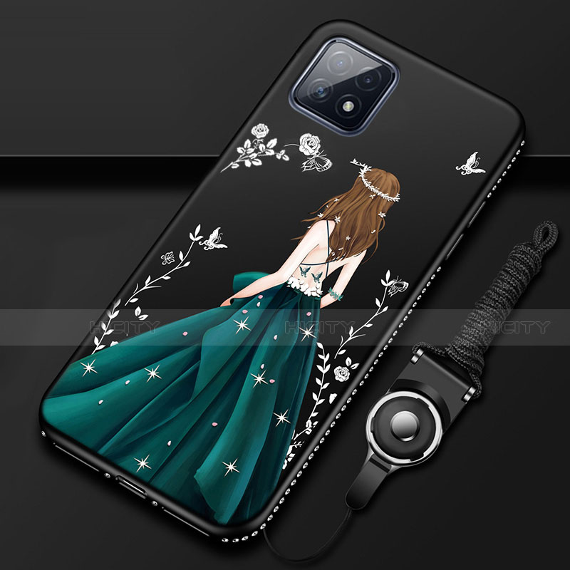Handyhülle Silikon Hülle Gummi Schutzhülle Flexible Motiv Kleid Mädchen für Oppo A73 5G groß