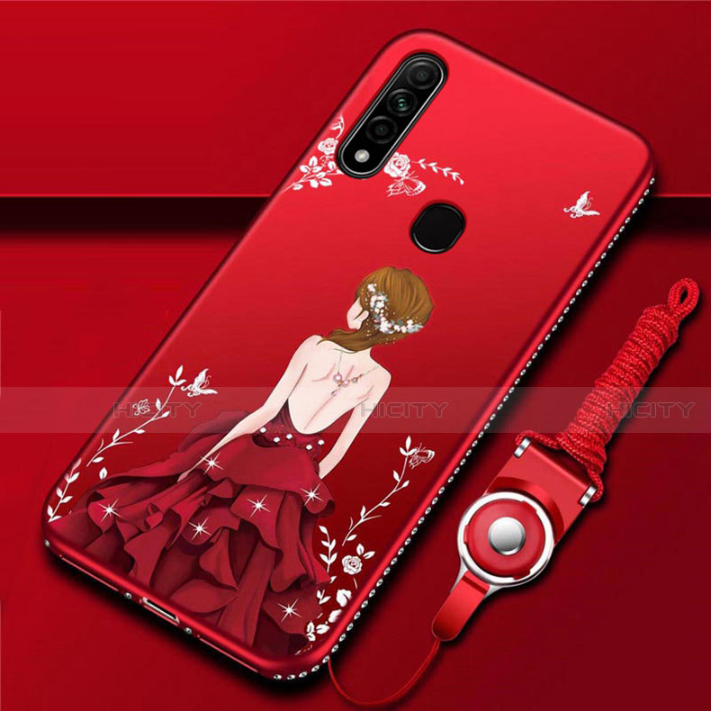 Handyhülle Silikon Hülle Gummi Schutzhülle Flexible Motiv Kleid Mädchen für Oppo A8 Rot