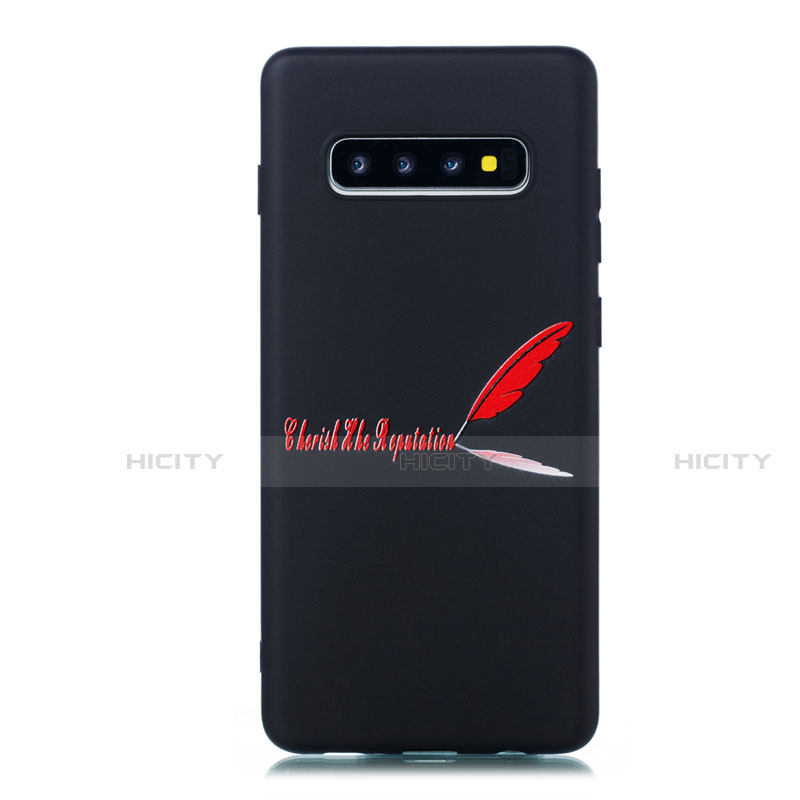 Handyhülle Silikon Hülle Gummi Schutzhülle Modisch Muster S01 für Samsung Galaxy S10 Plus Rot Plus