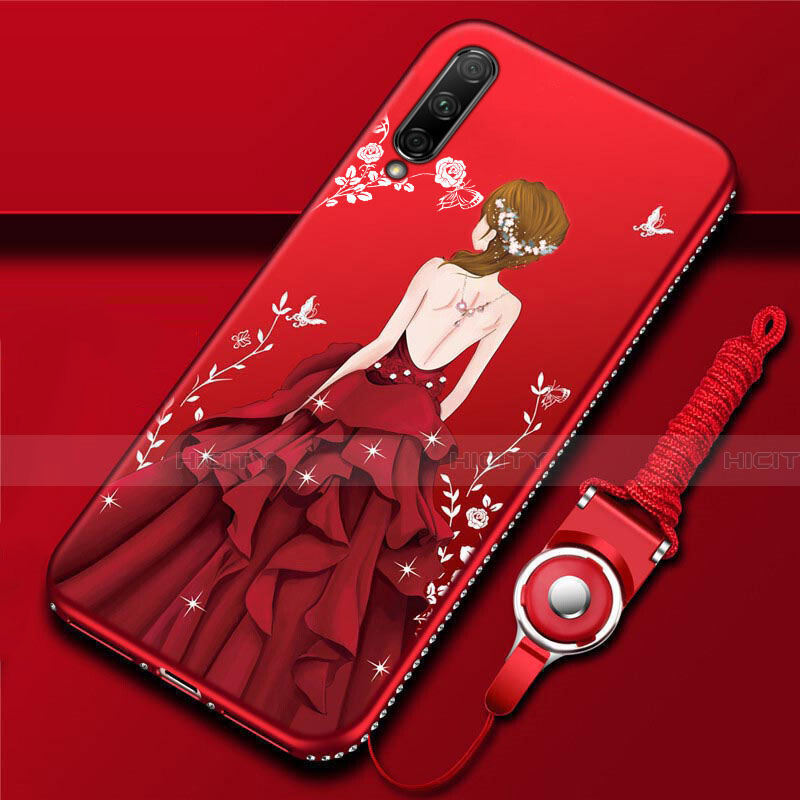 Handyhülle Silikon Hülle Gummi Schutzhülle Motiv Kleid Mädchen für Huawei Honor 9X Pro Rot