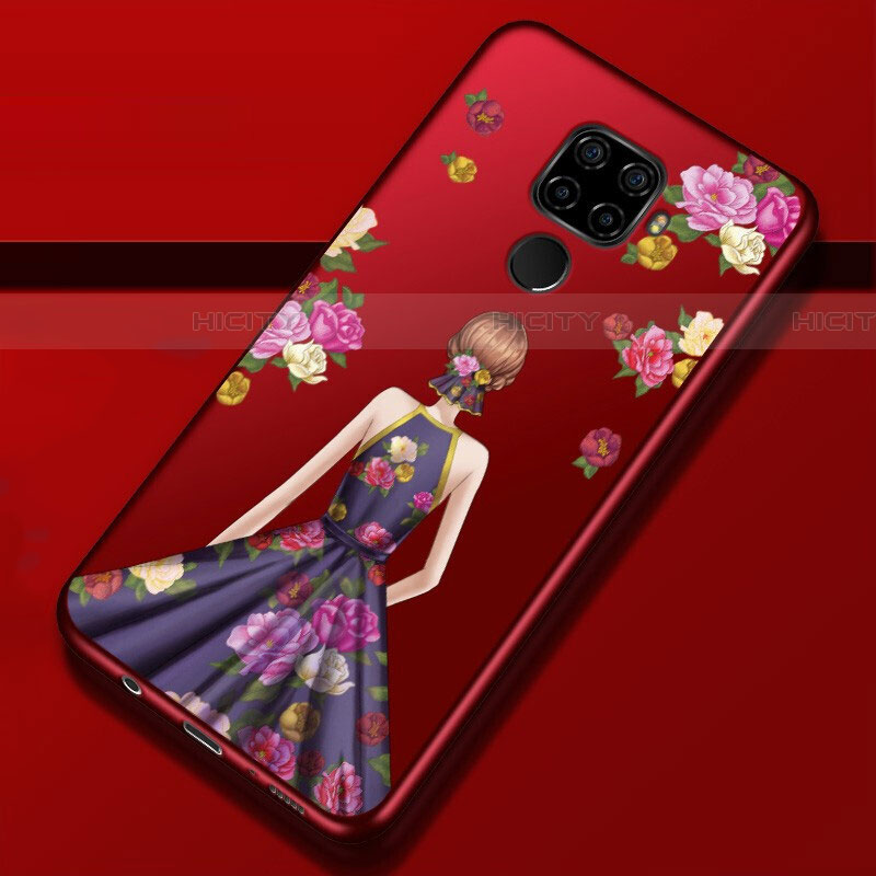 Handyhülle Silikon Hülle Gummi Schutzhülle Motiv Kleid Mädchen für Huawei Mate 30 Lite Violett