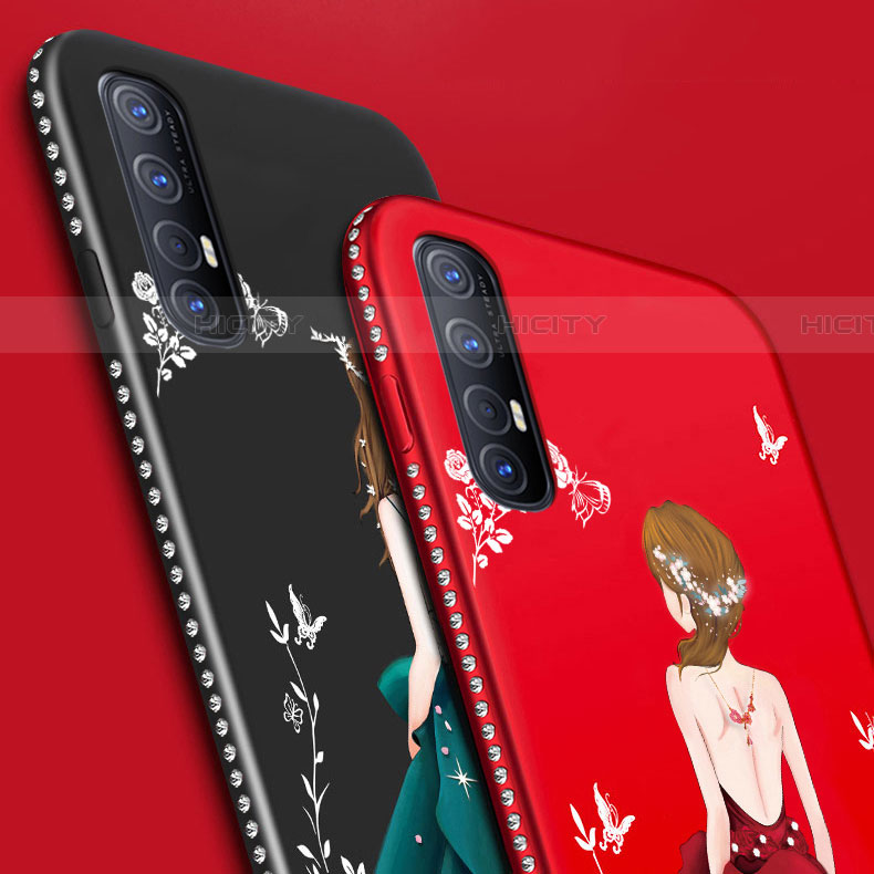 Handyhülle Silikon Hülle Gummi Schutzhülle Motiv Kleid Mädchen für Oppo Find X2 Neo groß