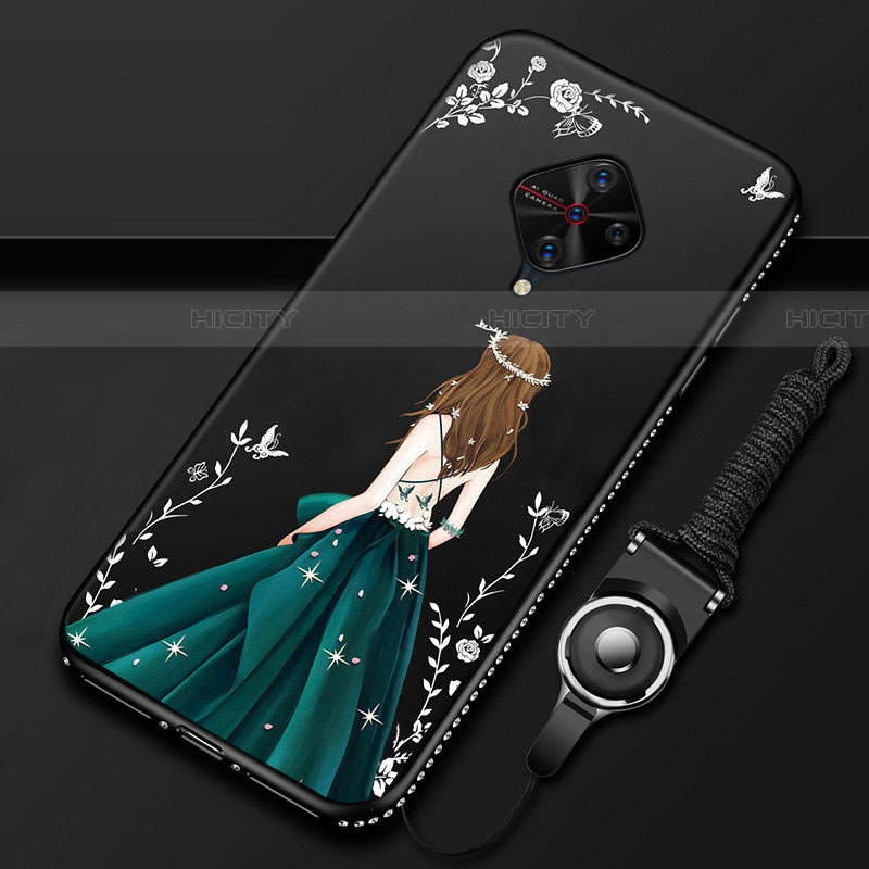 Handyhülle Silikon Hülle Gummi Schutzhülle Motiv Kleid Mädchen für Vivo X50 Lite