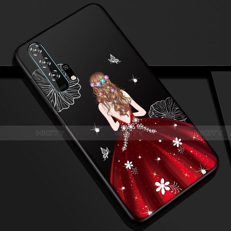 Handyhülle Silikon Hülle Gummi Schutzhülle Motiv Kleid Mädchen K01 für Huawei Honor 20 Pro groß