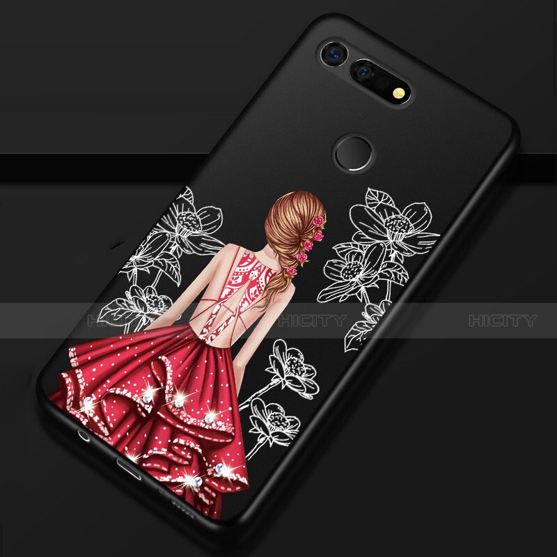 Handyhülle Silikon Hülle Gummi Schutzhülle Motiv Kleid Mädchen K02 für Huawei Honor V20 groß