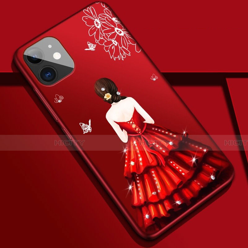 Handyhülle Silikon Hülle Gummi Schutzhülle Motiv Kleid Mädchen M02 für Apple iPhone 11 groß