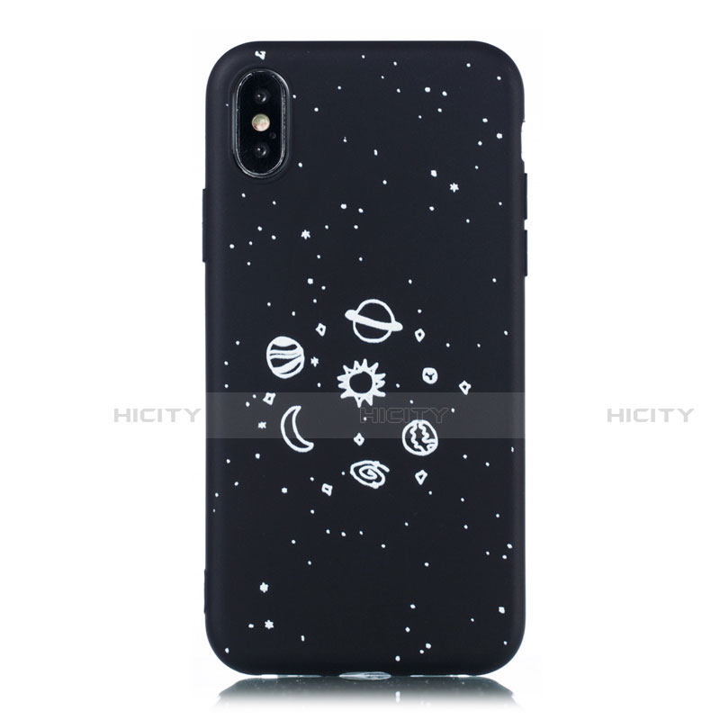 Handyhülle Silikon Hülle Gummi Schutzhülle Sternenhimmel für Apple iPhone Xs Schwarz