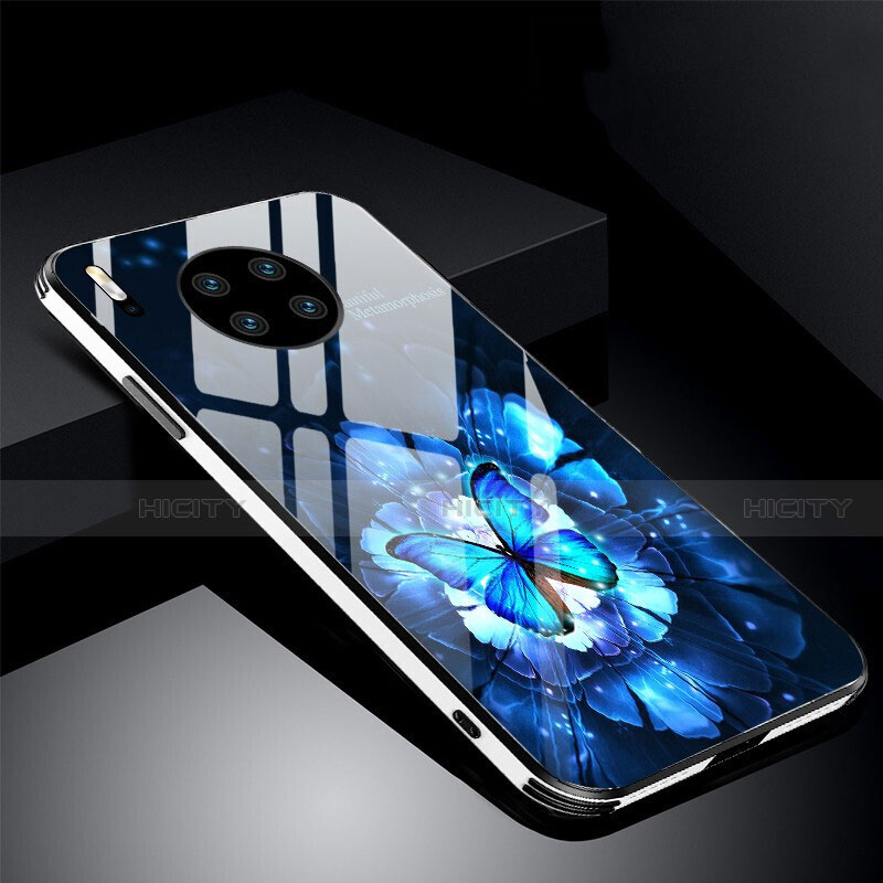 Handyhülle Silikon Hülle Rahmen Schutzhülle Spiegel Blumen C01 für Huawei Mate 30E Pro 5G Blau Plus