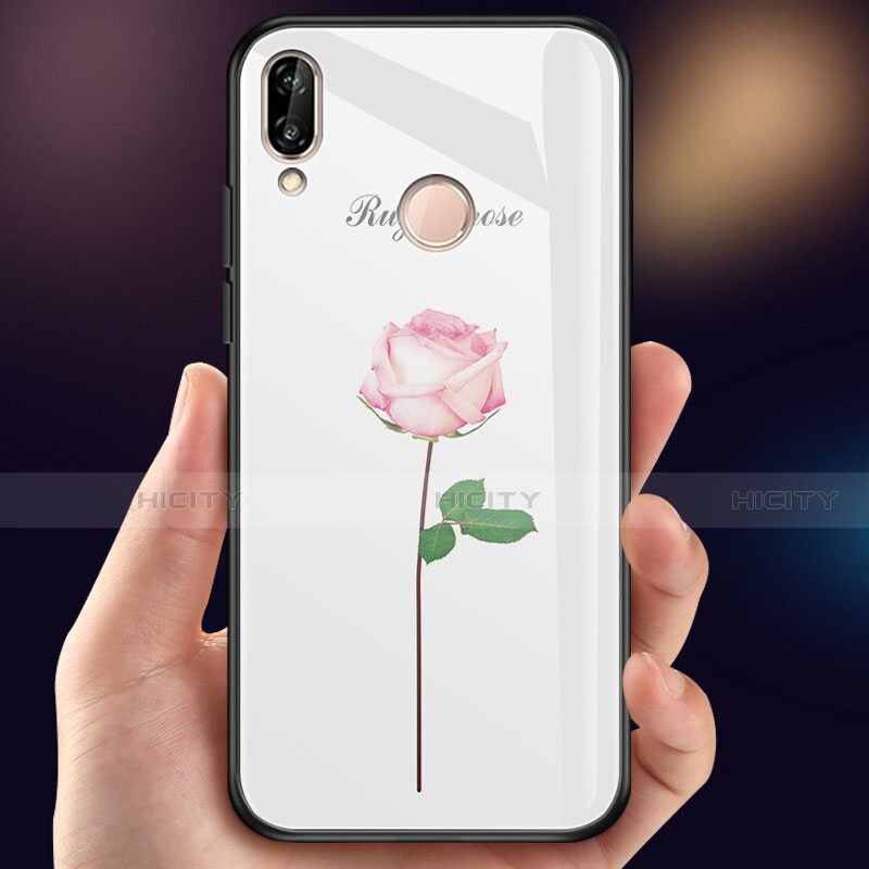 Handyhülle Silikon Hülle Rahmen Schutzhülle Spiegel Blumen für Huawei P20 Lite groß