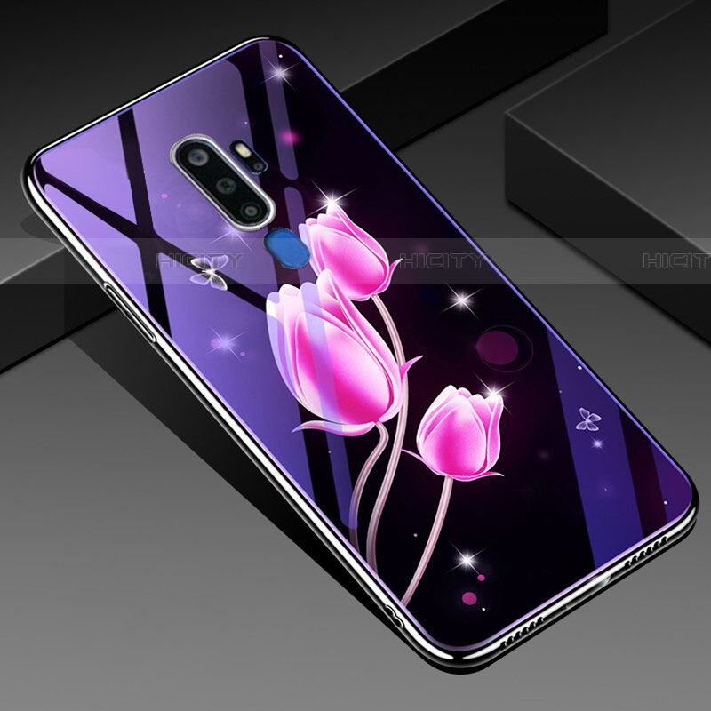 Handyhülle Silikon Hülle Rahmen Schutzhülle Spiegel Blumen für Oppo A9 (2020) Rosa