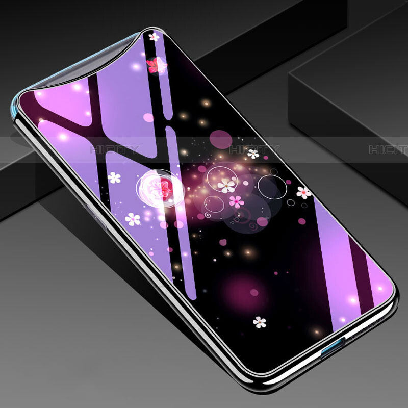 Handyhülle Silikon Hülle Rahmen Schutzhülle Spiegel Blumen für Oppo Find X Violett Plus