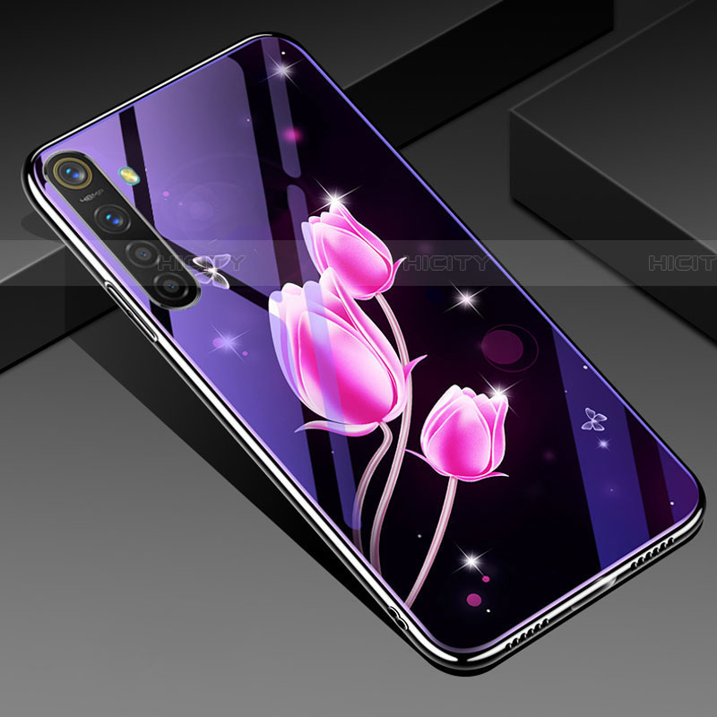 Handyhülle Silikon Hülle Rahmen Schutzhülle Spiegel Blumen für Realme XT groß