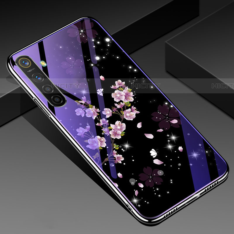Handyhülle Silikon Hülle Rahmen Schutzhülle Spiegel Blumen für Realme XT groß