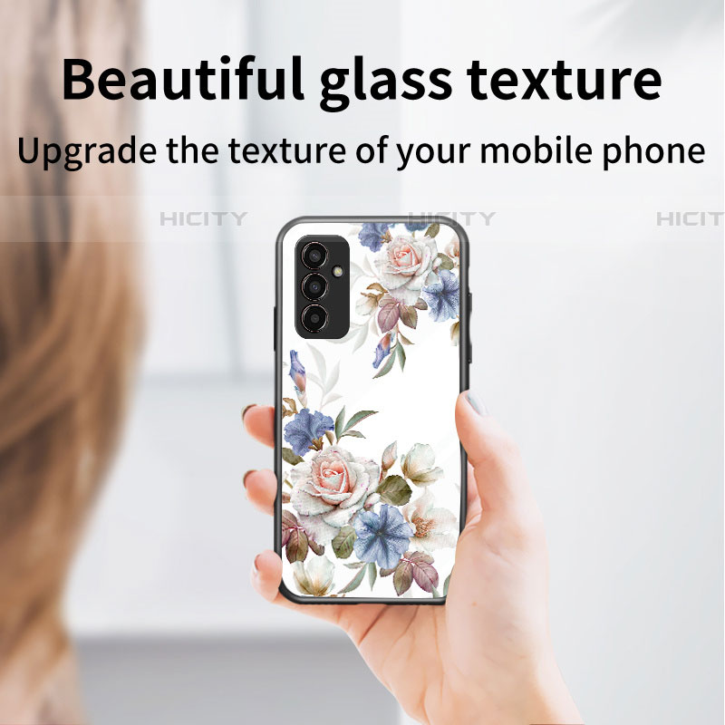 Handyhülle Silikon Hülle Rahmen Schutzhülle Spiegel Blumen für Samsung Galaxy M13 4G groß