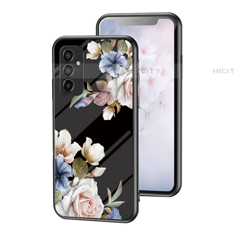 Handyhülle Silikon Hülle Rahmen Schutzhülle Spiegel Blumen für Samsung Galaxy M13 4G Schwarz Plus