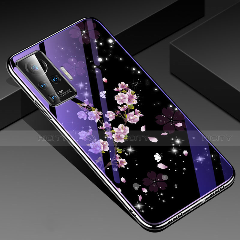Handyhülle Silikon Hülle Rahmen Schutzhülle Spiegel Blumen für Vivo X50 Pro 5G