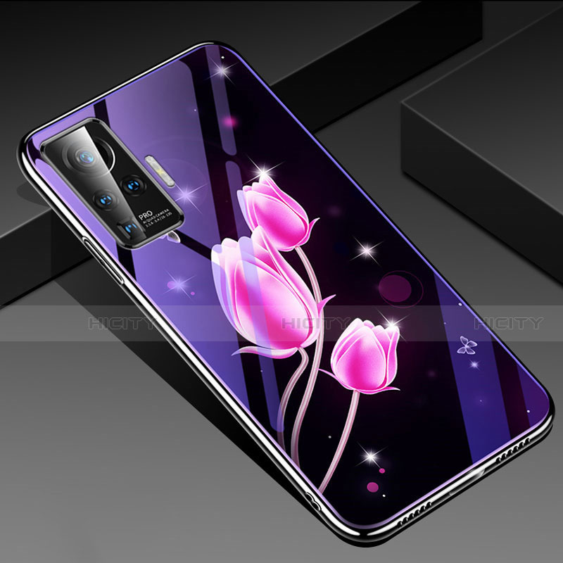 Handyhülle Silikon Hülle Rahmen Schutzhülle Spiegel Blumen für Vivo X51 5G Rosa