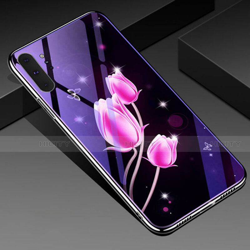 Handyhülle Silikon Hülle Rahmen Schutzhülle Spiegel Blumen K01 für Samsung Galaxy Note 10 Plus 5G groß