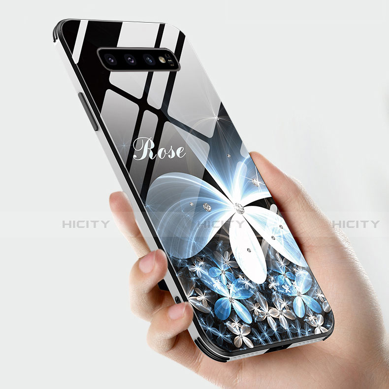 Handyhülle Silikon Hülle Rahmen Schutzhülle Spiegel Blumen K01 für Samsung Galaxy S10 Plus