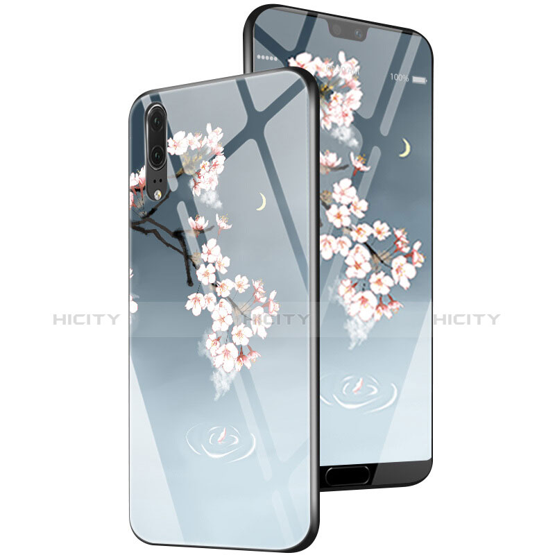 Handyhülle Silikon Hülle Rahmen Schutzhülle Spiegel Blumen P01 für Huawei P20 groß