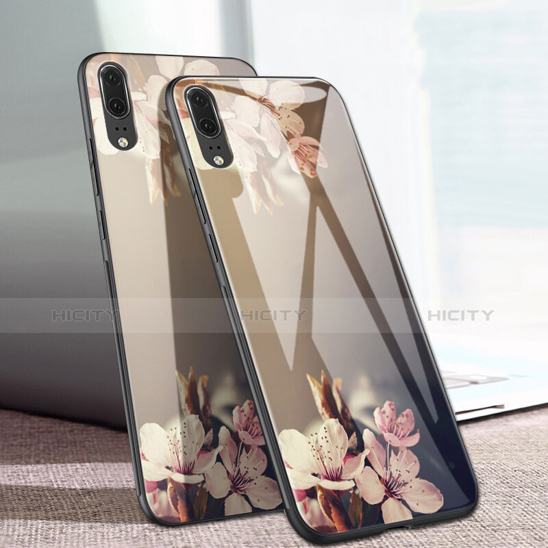 Handyhülle Silikon Hülle Rahmen Schutzhülle Spiegel Blumen P01 für Huawei P20 groß