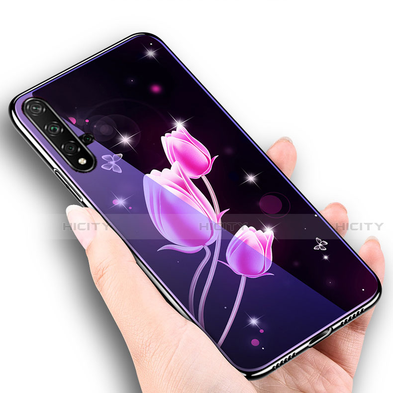 Handyhülle Silikon Hülle Rahmen Schutzhülle Spiegel Blumen S01 für Huawei Honor 20 groß