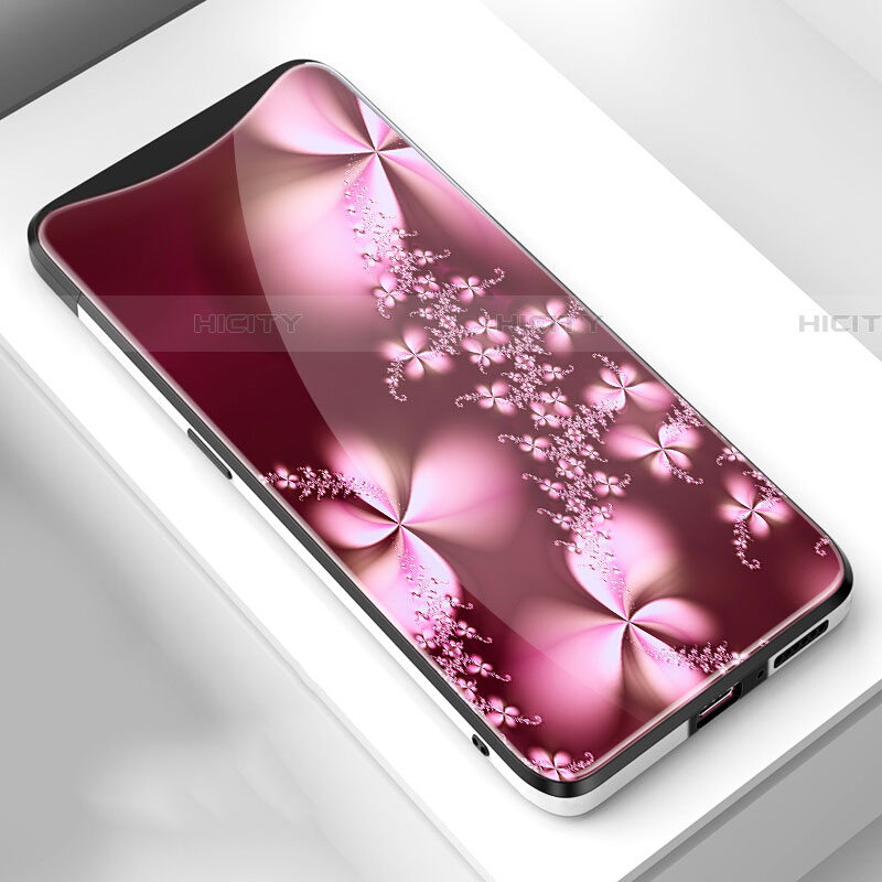 Handyhülle Silikon Hülle Rahmen Schutzhülle Spiegel Blumen S01 für Oppo Find X Super Flash Edition groß