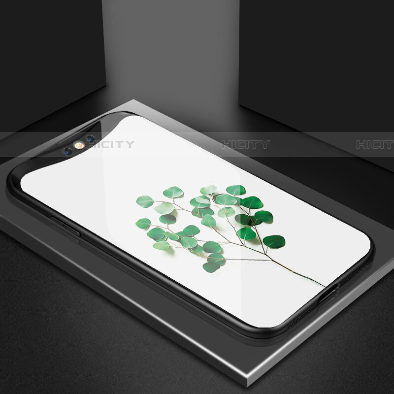 Handyhülle Silikon Hülle Rahmen Schutzhülle Spiegel Blumen S02 für Oppo Find X Super Flash Edition Grün Plus