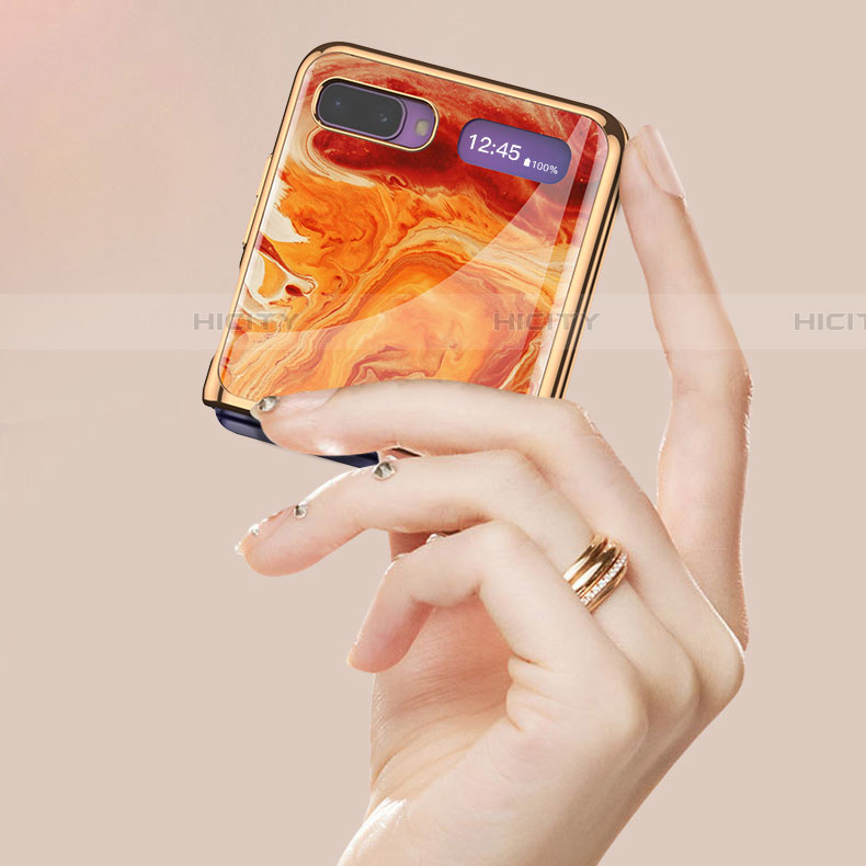 Handyhülle Silikon Hülle Rahmen Schutzhülle Spiegel Modisch Muster für Samsung Galaxy Z Flip groß