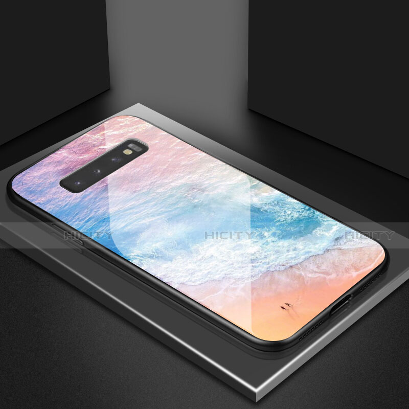 Handyhülle Silikon Hülle Rahmen Schutzhülle Spiegel Modisch Muster K07 für Samsung Galaxy S10 Plus Orange Plus