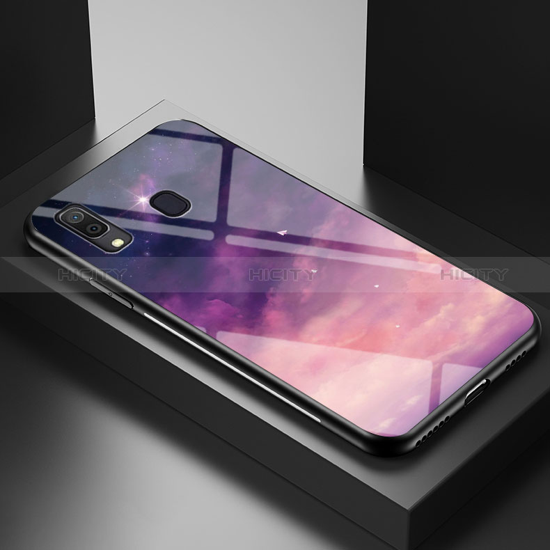 Handyhülle Silikon Hülle Rahmen Schutzhülle Spiegel Modisch Muster LS1 für Samsung Galaxy A20 Violett