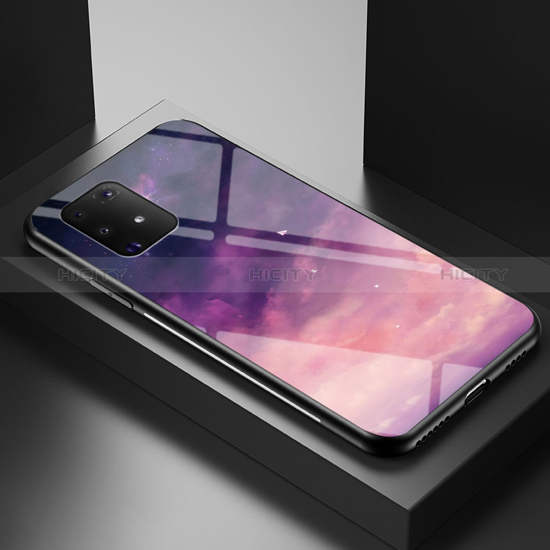 Handyhülle Silikon Hülle Rahmen Schutzhülle Spiegel Modisch Muster LS1 für Samsung Galaxy A91 Violett
