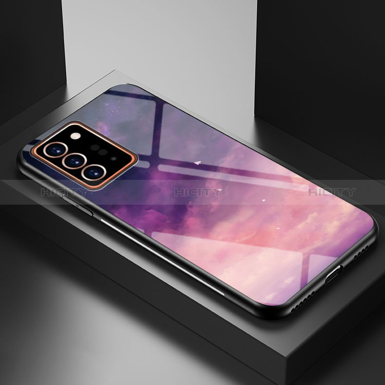 Handyhülle Silikon Hülle Rahmen Schutzhülle Spiegel Modisch Muster LS1 für Samsung Galaxy Note 20 Ultra 5G Violett