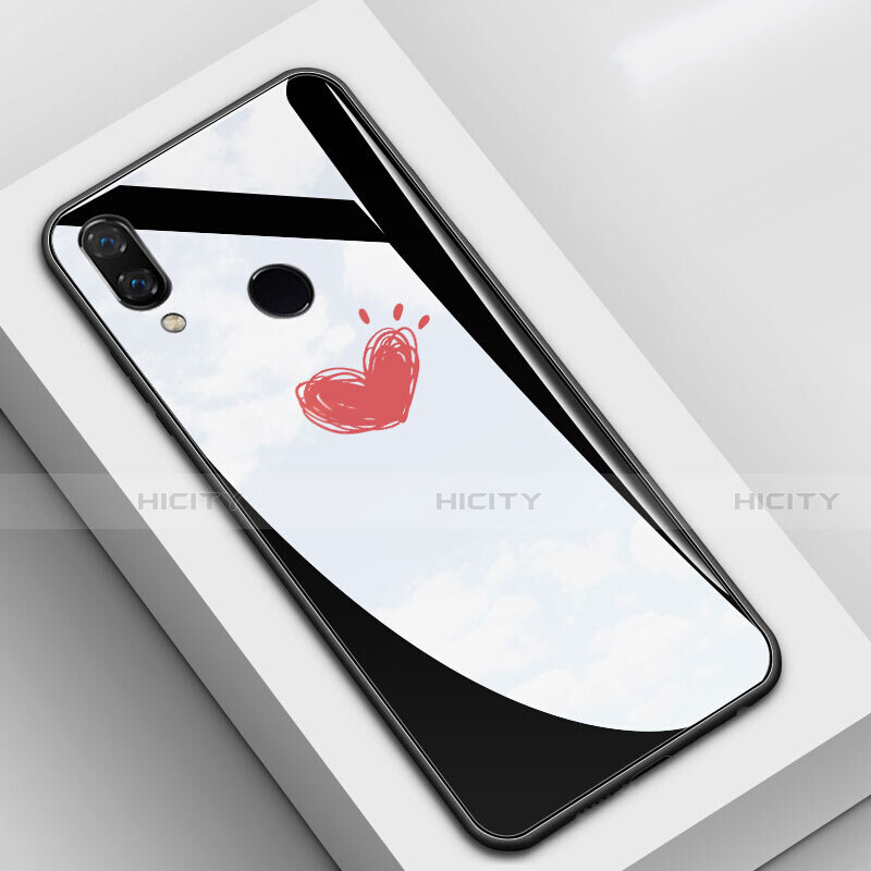Handyhülle Silikon Hülle Rahmen Schutzhülle Spiegel Modisch Muster S04 für Huawei Nova 3e Rot und Schwarz
