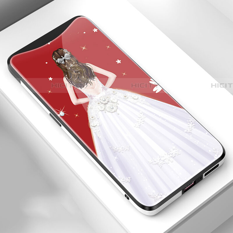 Handyhülle Silikon Hülle Rahmen Schutzhülle Spiegel Motiv Kleid Mädchen für Oppo Find X groß
